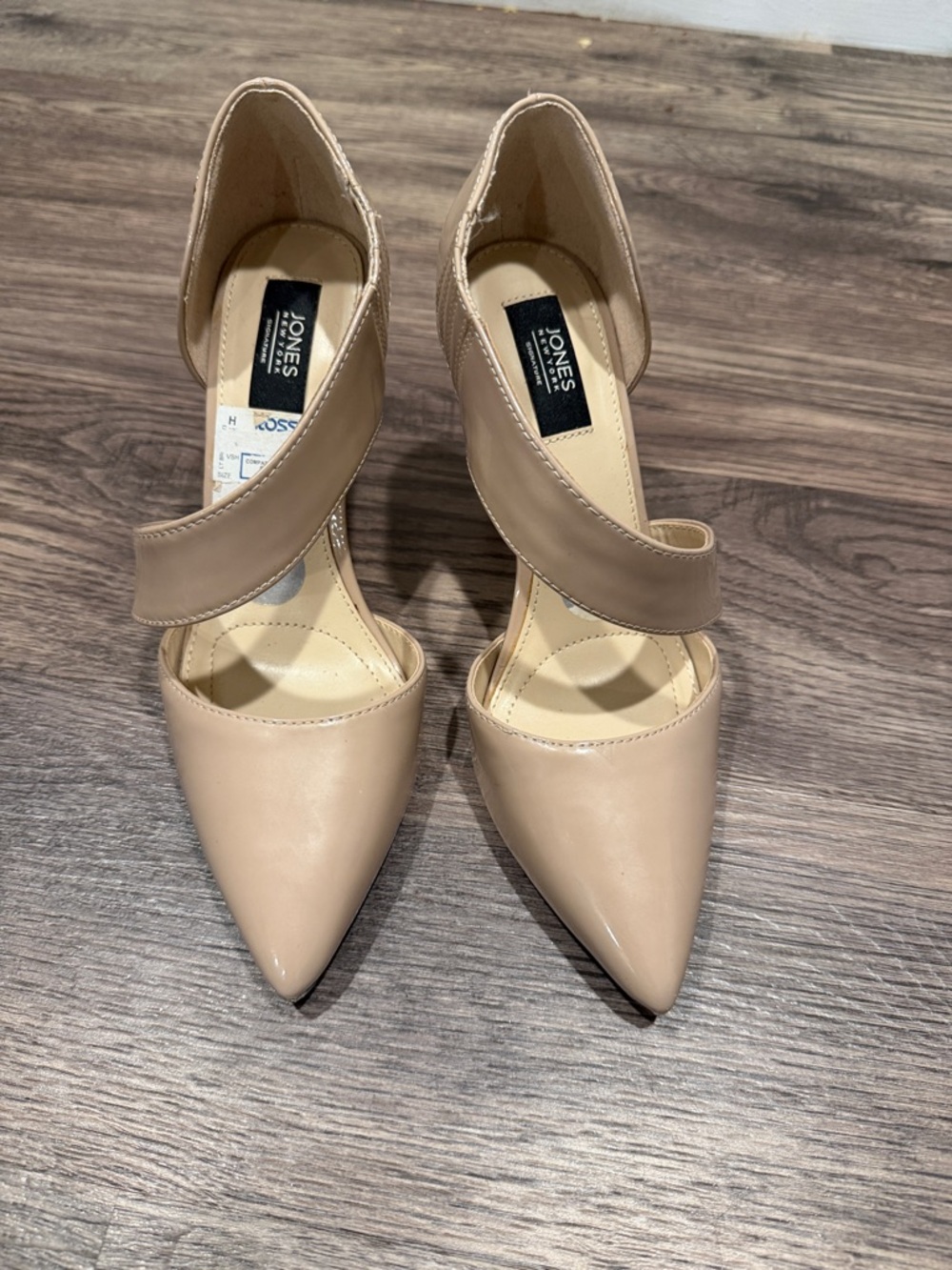 Jones New York Nude Pointed-Toe Cross-Strap Heels